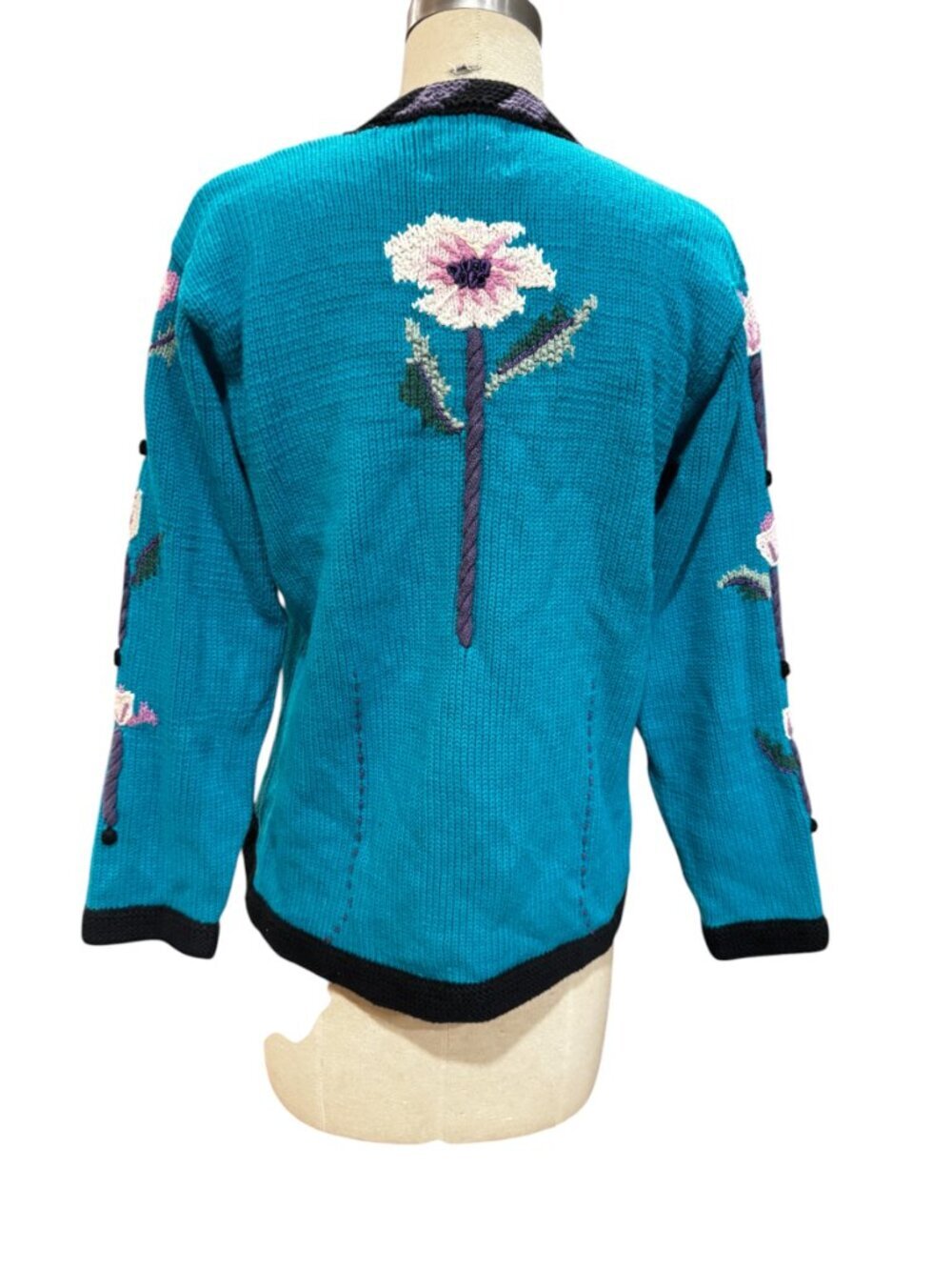 Vintage Storybook Knits Floral Cardigan Cottagecore Grandma Sweater M - Picture 6 of 7